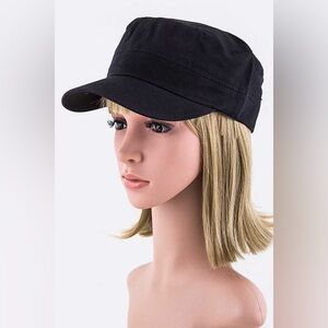 Olive Green & Black Women's Military Cadet Cap - Classic Casual Hat